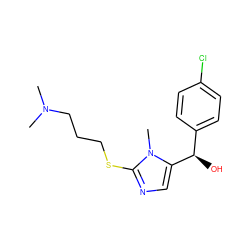 CN(C)CCCSc1ncc([C@H](O)c2ccc(Cl)cc2)n1C ZINC000040413287