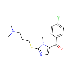 CN(C)CCCSc1ncc(C(=O)c2ccc(Cl)cc2)n1C ZINC000035789566