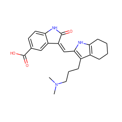 CN(C)CCCc1c(/C=C2\C(=O)Nc3ccc(C(=O)O)cc32)[nH]c2c1CCCC2 ZINC000013588471