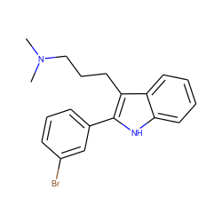 CN(C)CCCc1c(-c2cccc(Br)c2)[nH]c2ccccc12 ZINC000028005621