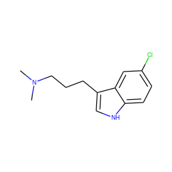 CN(C)CCCc1c[nH]c2ccc(Cl)cc12 ZINC000028128943