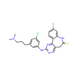 CN(C)CCCc1cc(Cl)cc(Nc2ncc3c(n2)-c2ccc(Cl)cc2NC(=S)C3)c1 ZINC000084538259