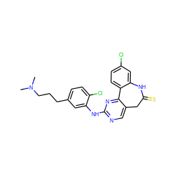 CN(C)CCCc1ccc(Cl)c(Nc2ncc3c(n2)-c2ccc(Cl)cc2NC(=S)C3)c1 ZINC000082155600