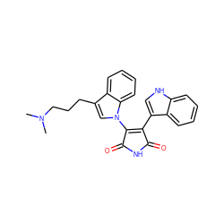 CN(C)CCCc1cn(C2=C(c3c[nH]c4ccccc34)C(=O)NC2=O)c2ccccc12 ZINC000029125830