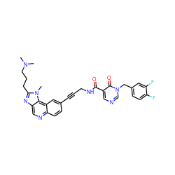 CN(C)CCCc1nc2cnc3ccc(C#CCNC(=O)c4cncn(Cc5ccc(F)c(F)c5)c4=O)cc3c2n1C ZINC000169710294