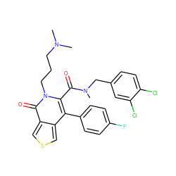 CN(C)CCCn1c(C(=O)N(C)Cc2ccc(Cl)c(Cl)c2)c(-c2ccc(F)cc2)c2cscc2c1=O ZINC000096282449