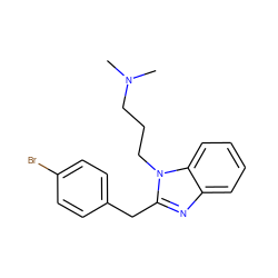 CN(C)CCCn1c(Cc2ccc(Br)cc2)nc2ccccc21 ZINC000029132758