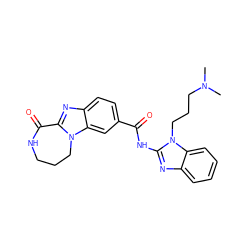 CN(C)CCCn1c(NC(=O)c2ccc3nc4n(c3c2)CCCNC4=O)nc2ccccc21 ZINC000148452973