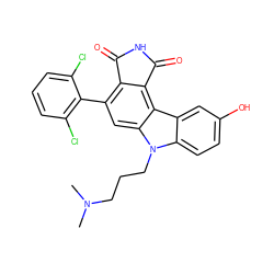 CN(C)CCCn1c2ccc(O)cc2c2c3c(c(-c4c(Cl)cccc4Cl)cc21)C(=O)NC3=O ZINC000040860518