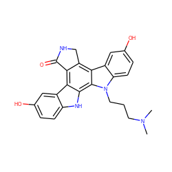 CN(C)CCCn1c2ccc(O)cc2c2c3c(c4c5cc(O)ccc5[nH]c4c21)C(=O)NC3 ZINC000014944019