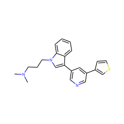 CN(C)CCCn1cc(-c2cncc(-c3ccsc3)c2)c2ccccc21 ZINC000013538115