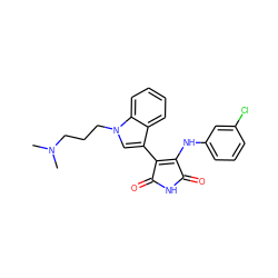 CN(C)CCCn1cc(C2=C(Nc3cccc(Cl)c3)C(=O)NC2=O)c2ccccc21 ZINC000028375837