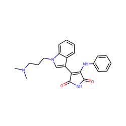 CN(C)CCCn1cc(C2=C(Nc3ccccc3)C(=O)NC2=O)c2ccccc21 ZINC000028383188