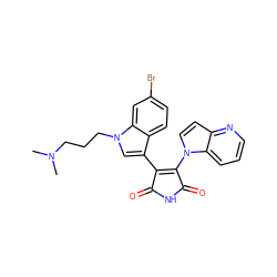 CN(C)CCCn1cc(C2=C(n3ccc4ncccc43)C(=O)NC2=O)c2ccc(Br)cc21 ZINC000043080106