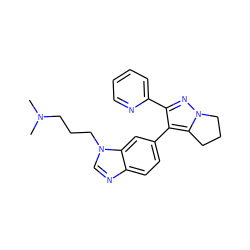 CN(C)CCCn1cnc2ccc(-c3c(-c4ccccn4)nn4c3CCC4)cc21 ZINC000013684186