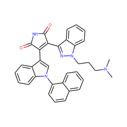 CN(C)CCCn1nc(C2=C(c3cn(-c4cccc5ccccc45)c4ccccc34)C(=O)NC2=O)c2ccccc21 ZINC000028118325