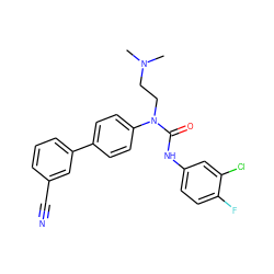 CN(C)CCN(C(=O)Nc1ccc(F)c(Cl)c1)c1ccc(-c2cccc(C#N)c2)cc1 ZINC000013648095