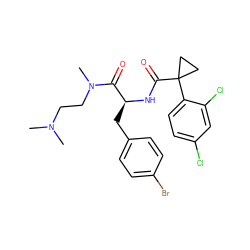 CN(C)CCN(C)C(=O)[C@H](Cc1ccc(Br)cc1)NC(=O)C1(c2ccc(Cl)cc2Cl)CC1 ZINC000095552212