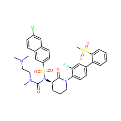 CN(C)CCN(C)C(=O)N([C@@H]1CCCN(c2ccc(-c3ccccc3S(C)(=O)=O)cc2F)C1=O)S(=O)(=O)c1ccc2cc(Cl)ccc2c1 ZINC000029125598