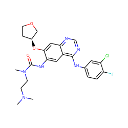 CN(C)CCN(C)C(=O)Nc1cc2c(Nc3ccc(F)c(Cl)c3)ncnc2cc1O[C@H]1CCOC1 ZINC000103253632