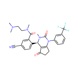 CN(C)CCN(C)C(=O)c1cc(C#N)ccc1[C@@H]1C2=C(CCC2=O)N(c2cccc(C(F)(F)F)c2)C(=O)N1C ZINC001772633745