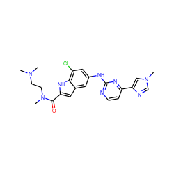 CN(C)CCN(C)C(=O)c1cc2cc(Nc3nccc(-c4cn(C)cn4)n3)cc(Cl)c2[nH]1 ZINC000222324597