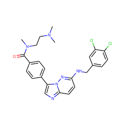 CN(C)CCN(C)C(=O)c1ccc(-c2cnc3ccc(NCc4ccc(Cl)c(Cl)c4)nn23)cc1 ZINC000058591767