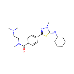 CN(C)CCN(C)C(=O)c1ccc(-c2nn(C)/c(=N/C3CCCCC3)s2)cc1 ZINC000028362821