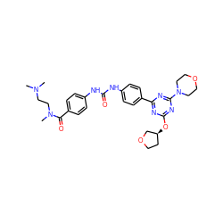 CN(C)CCN(C)C(=O)c1ccc(NC(=O)Nc2ccc(-c3nc(O[C@H]4CCOC4)nc(N4CCOCC4)n3)cc2)cc1 ZINC000072176552