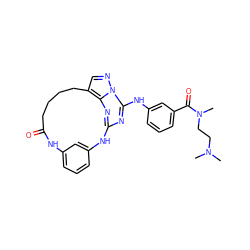 CN(C)CCN(C)C(=O)c1cccc(Nc2nc3nc4c(cnn24)CCCCC(=O)Nc2cccc(c2)N3)c1 ZINC000029129325