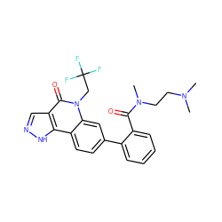 CN(C)CCN(C)C(=O)c1ccccc1-c1ccc2c3[nH]ncc3c(=O)n(CC(F)(F)F)c2c1 ZINC000220111871