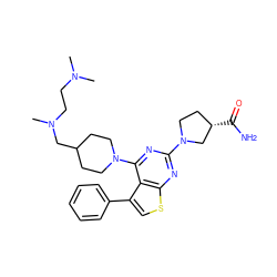 CN(C)CCN(C)CC1CCN(c2nc(N3CC[C@H](C(N)=O)C3)nc3scc(-c4ccccc4)c23)CC1 ZINC000146574916