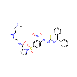 CN(C)CCN(C)CCNC(=O)c1cccn1S(=O)(=O)c1ccc(NNC(=S)NC(c2ccccc2)c2ccccc2)c([N+](=O)[O-])c1 ZINC000026276346