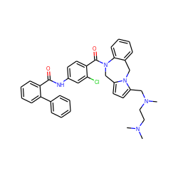 CN(C)CCN(C)Cc1ccc2n1Cc1ccccc1N(C(=O)c1ccc(NC(=O)c3ccccc3-c3ccccc3)cc1Cl)C2 ZINC000027876686