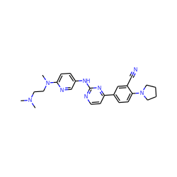 CN(C)CCN(C)c1ccc(Nc2nccc(-c3ccc(N4CCCC4)c(C#N)c3)n2)cn1 ZINC000143586517