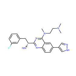 CN(C)CCN(C)c1nc([C@H](N)Cc2cccc(F)c2)nc2ccc(-c3cn[nH]c3)cc12 ZINC000095585981