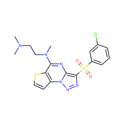 CN(C)CCN(C)c1nc2c(S(=O)(=O)c3cccc(Cl)c3)nnn2c2ccsc12 ZINC000053312850