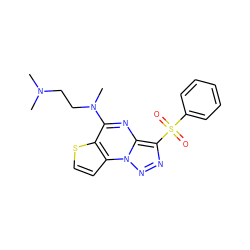 CN(C)CCN(C)c1nc2c(S(=O)(=O)c3ccccc3)nnn2c2ccsc12 ZINC000053230515