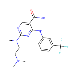 CN(C)CCN(C)c1ncc(C(N)=O)c(Nc2cccc(C(F)(F)F)c2)n1 ZINC000040409163