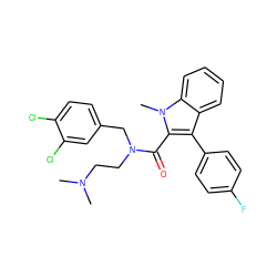 CN(C)CCN(Cc1ccc(Cl)c(Cl)c1)C(=O)c1c(-c2ccc(F)cc2)c2ccccc2n1C ZINC000096282447