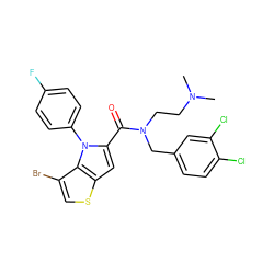 CN(C)CCN(Cc1ccc(Cl)c(Cl)c1)C(=O)c1cc2scc(Br)c2n1-c1ccc(F)cc1 ZINC000096282443