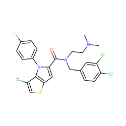 CN(C)CCN(Cc1ccc(Cl)c(Cl)c1)C(=O)c1cc2scc(Cl)c2n1-c1ccc(F)cc1 ZINC000096282442