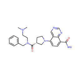 CN(C)CCN(Cc1ccccc1)C(=O)[C@@H]1CCN(c2ccc(C(N)=O)c3ncncc23)C1 ZINC000147626833