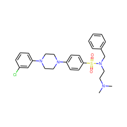 CN(C)CCN(Cc1ccccc1)S(=O)(=O)c1ccc(N2CCN(c3cccc(Cl)c3)CC2)cc1 ZINC000653697717