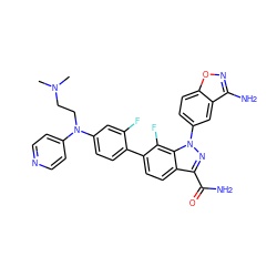 CN(C)CCN(c1ccncc1)c1ccc(-c2ccc3c(C(N)=O)nn(-c4ccc5onc(N)c5c4)c3c2F)c(F)c1 ZINC000028964308