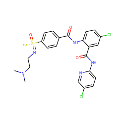 CN(C)CCN=[S@@](C)(=O)c1ccc(C(=O)Nc2ccc(Cl)cc2C(=O)Nc2ccc(Cl)cn2)cc1 ZINC000059297371