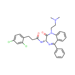 CN(C)CCN1C(=O)[C@@H](NC(=O)CCc2ccc(Cl)cc2Cl)N=C(c2ccccc2)c2ccccc21 ZINC000013606619