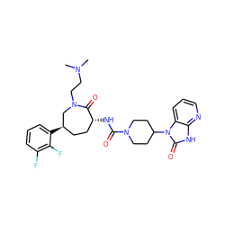 CN(C)CCN1C[C@H](c2cccc(F)c2F)CC[C@@H](NC(=O)N2CCC(n3c(=O)[nH]c4ncccc43)CC2)C1=O ZINC000028827338