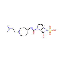 CN(C)CCN1CCC[C@H](NC(=O)N2CC[C@@H]3[C@H]2C(=O)N3S(=O)(=O)O)CC1 ZINC000072108028