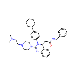 CN(C)CCN1CCN(C2=Nc3ccccc3[C@@H](CC(=O)NCc3ccccc3)N2c2ccc(C3CCCCC3)cc2)CC1 ZINC000169307075